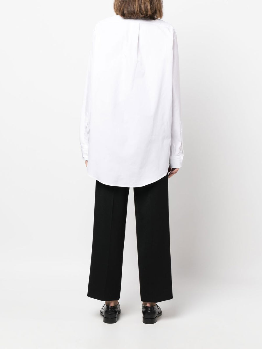 Maison Margiela Longline Poplin Shirt White 100 Percent Cotton Minimalist Office Ready For Women