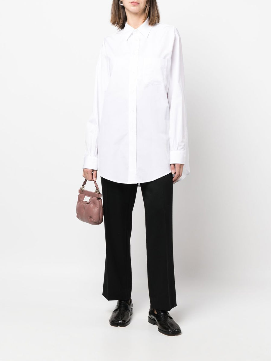 Maison Margiela Longline Poplin Shirt White 100 Percent Cotton Minimalist Office Ready For Women