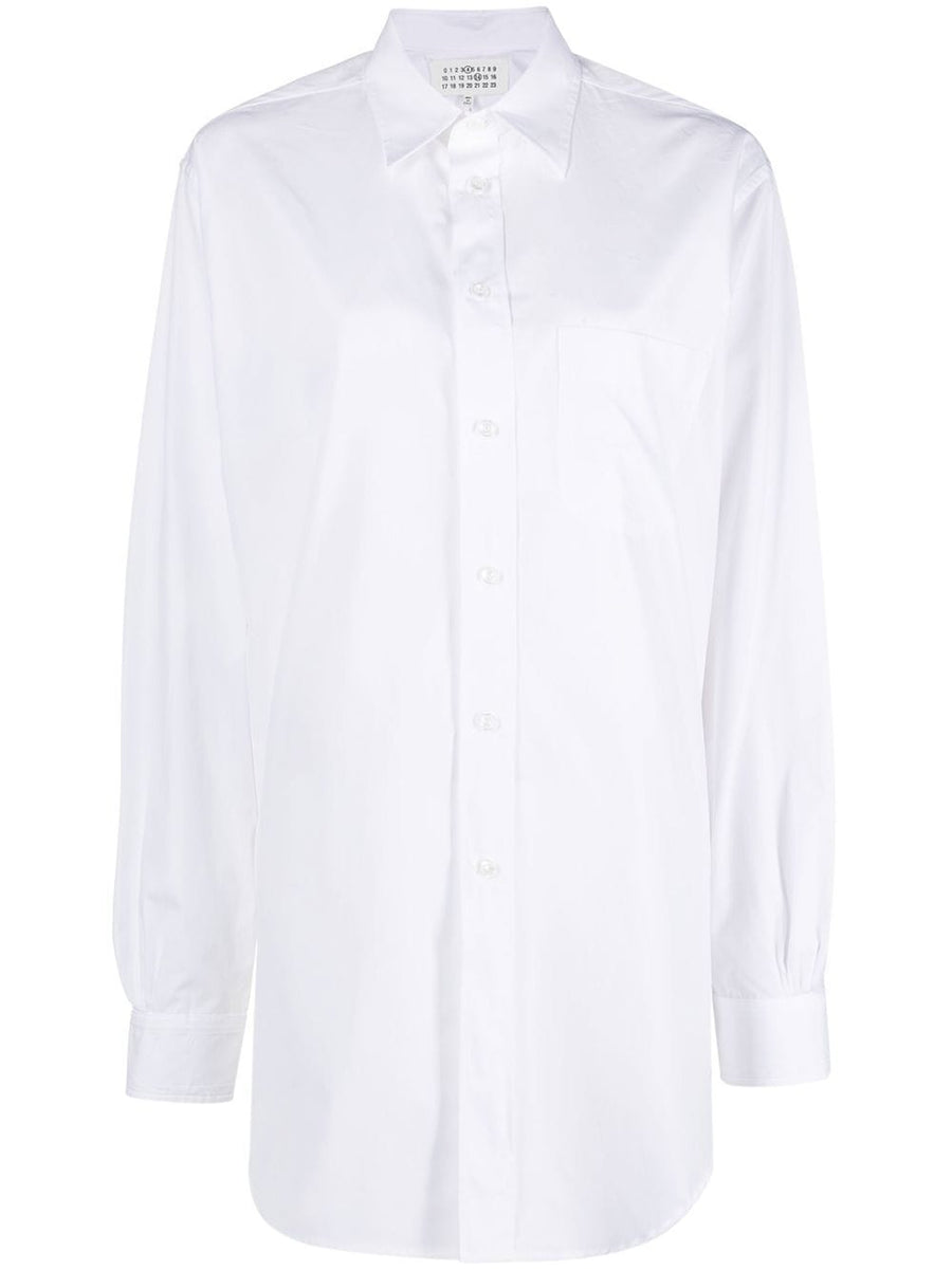 Maison Margiela Longline Poplin Shirt White 100 Percent Cotton Minimalist Office Ready For Women