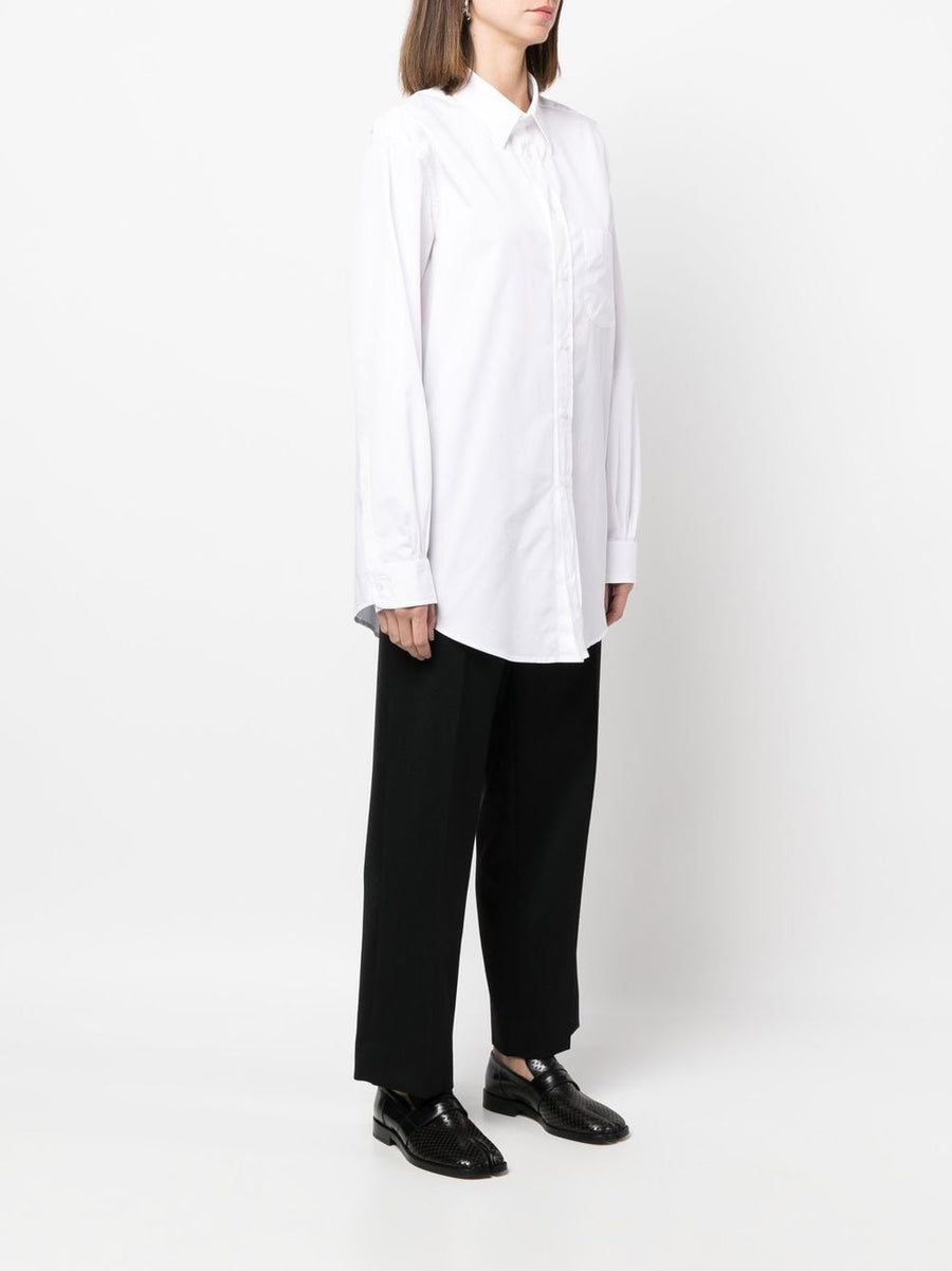 Maison Margiela Longline Poplin Shirt White 100 Percent Cotton Minimalist Office Ready For Women