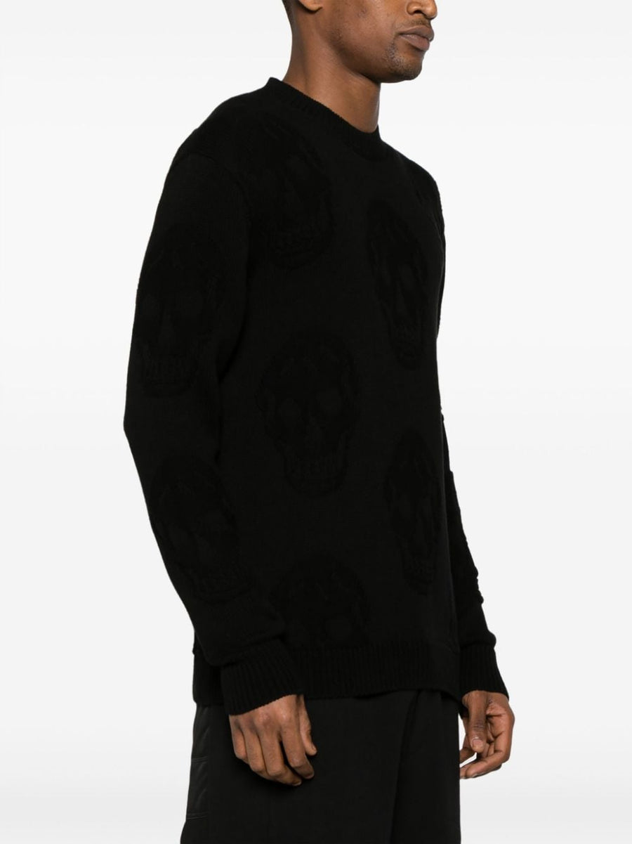 Alexander McQueen Skull Jacquard Cotton Knit Sweater For Men Refined Casual Luxury Knitwear