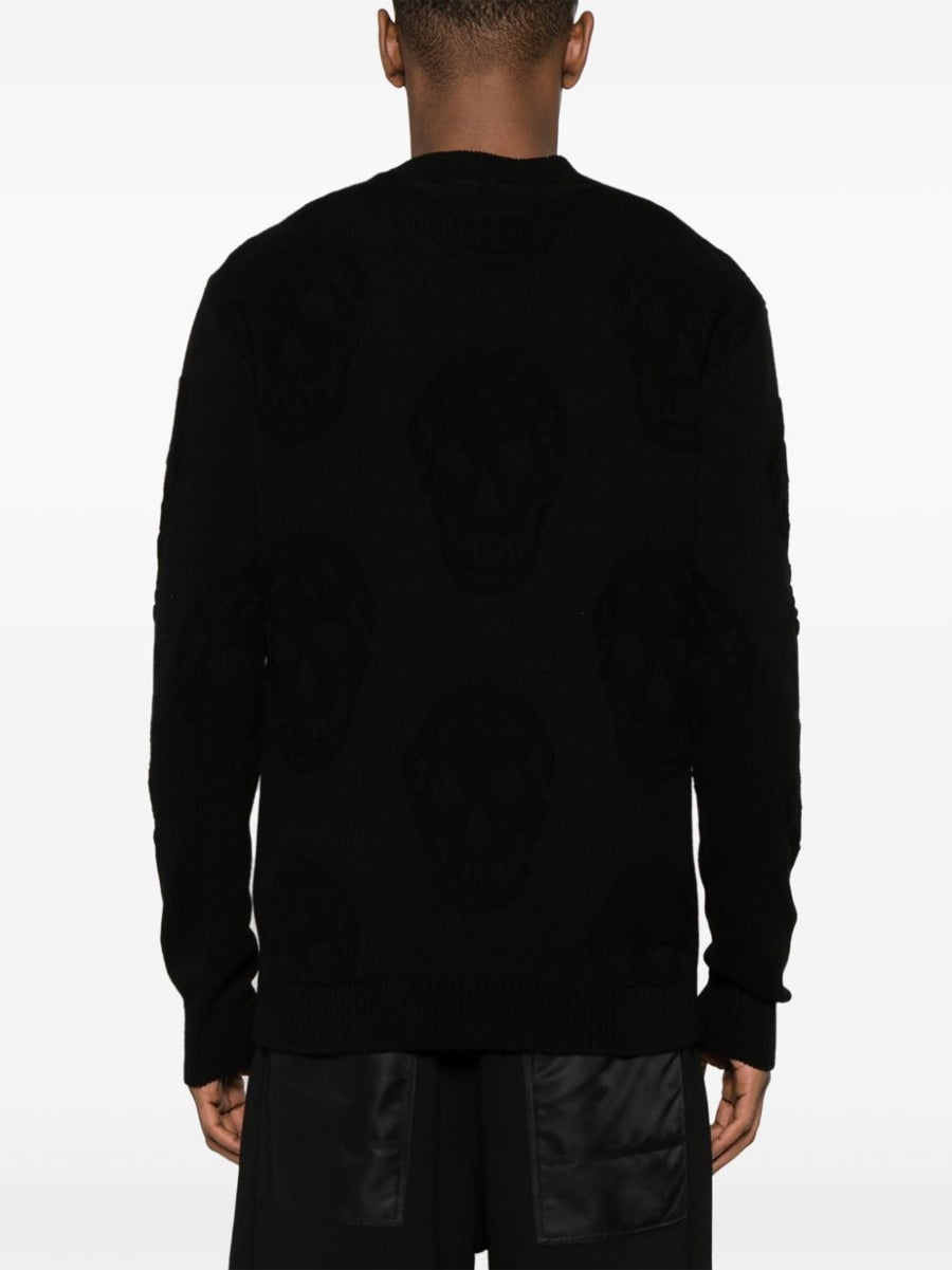 Alexander McQueen Skull Jacquard Cotton Knit Sweater For Men Refined Casual Luxury Knitwear