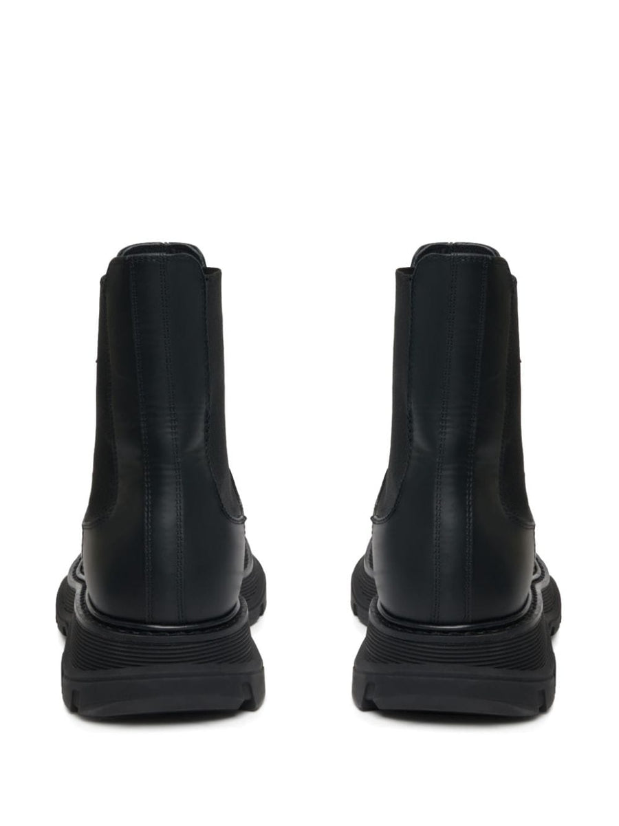Alexander McQueen Wander Chelsea Boots For Men In Premium Calf Leather With Lug Sole And Galosh Wrap