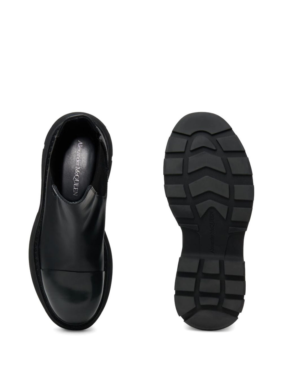 Alexander McQueen Wander Chelsea Boots For Men In Premium Calf Leather With Lug Sole And Galosh Wrap