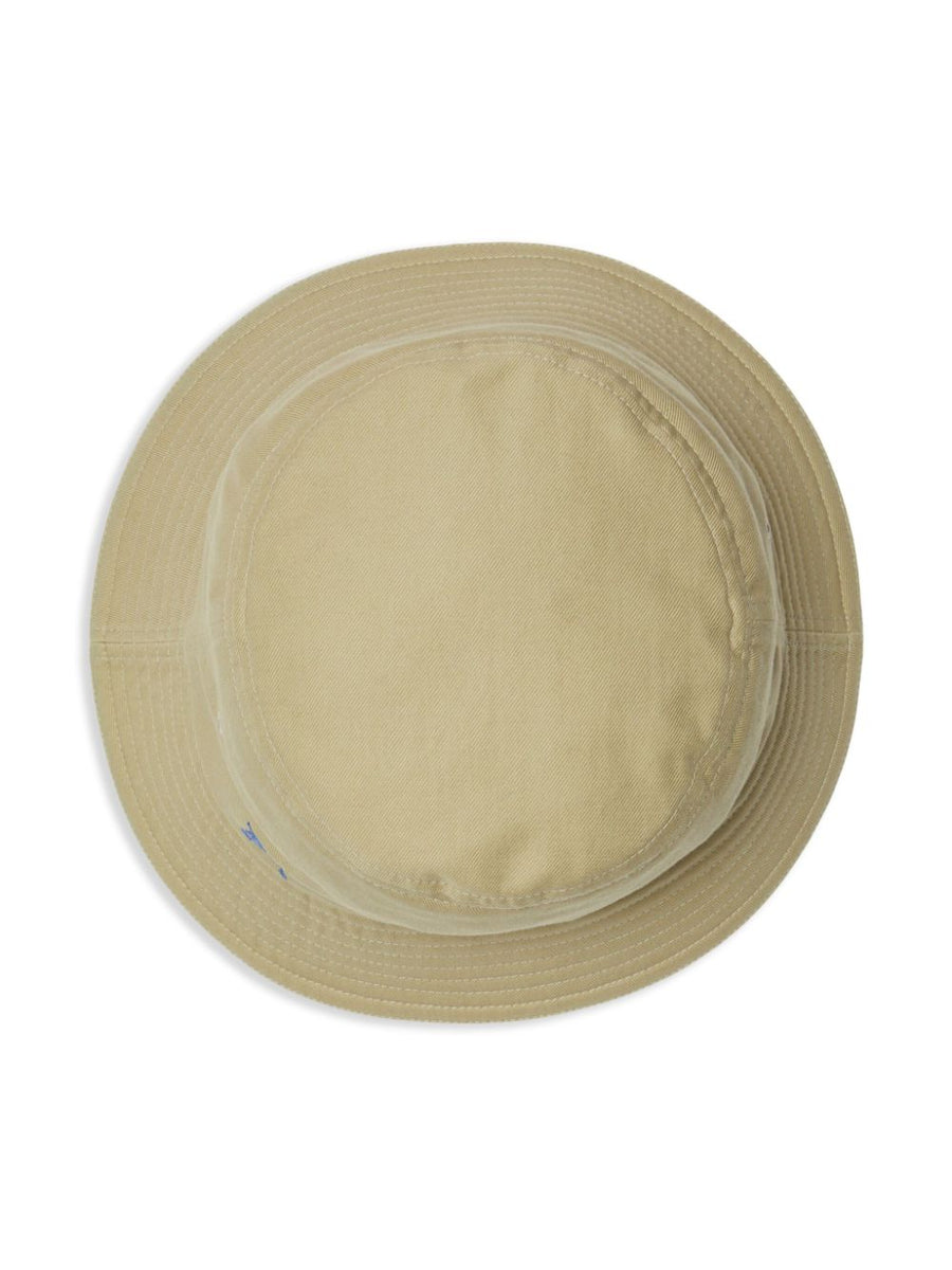 Burberry EKD Bucket Hat for Women Beige Cotton Sun Shield with Subtle Logo Equestrian Knight Motif