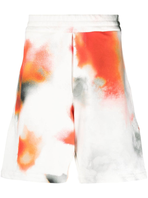 Alexander McQueen Tie-Dye Bermuda Shorts for Men Mid-Rise 100 Percent Cotton Bold Multicolor