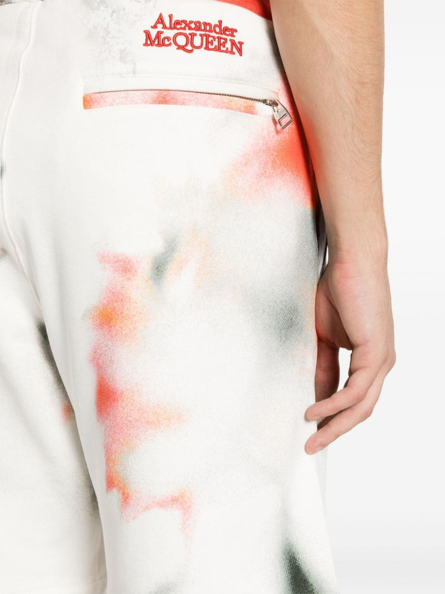 Alexander McQueen Tie-Dye Bermuda Shorts for Men Mid-Rise 100 Percent Cotton Bold Multicolor