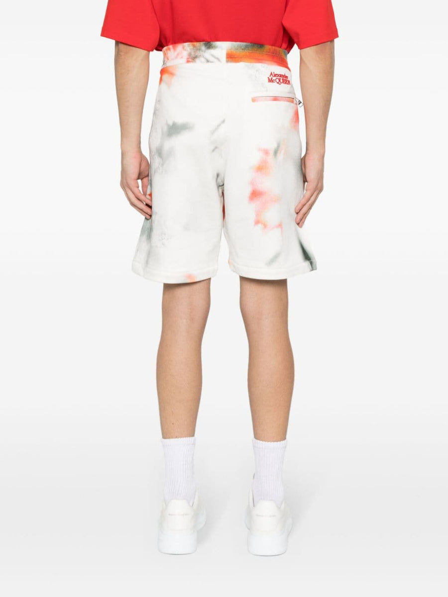 Alexander McQueen Tie-Dye Bermuda Shorts for Men Mid-Rise 100 Percent Cotton Bold Multicolor