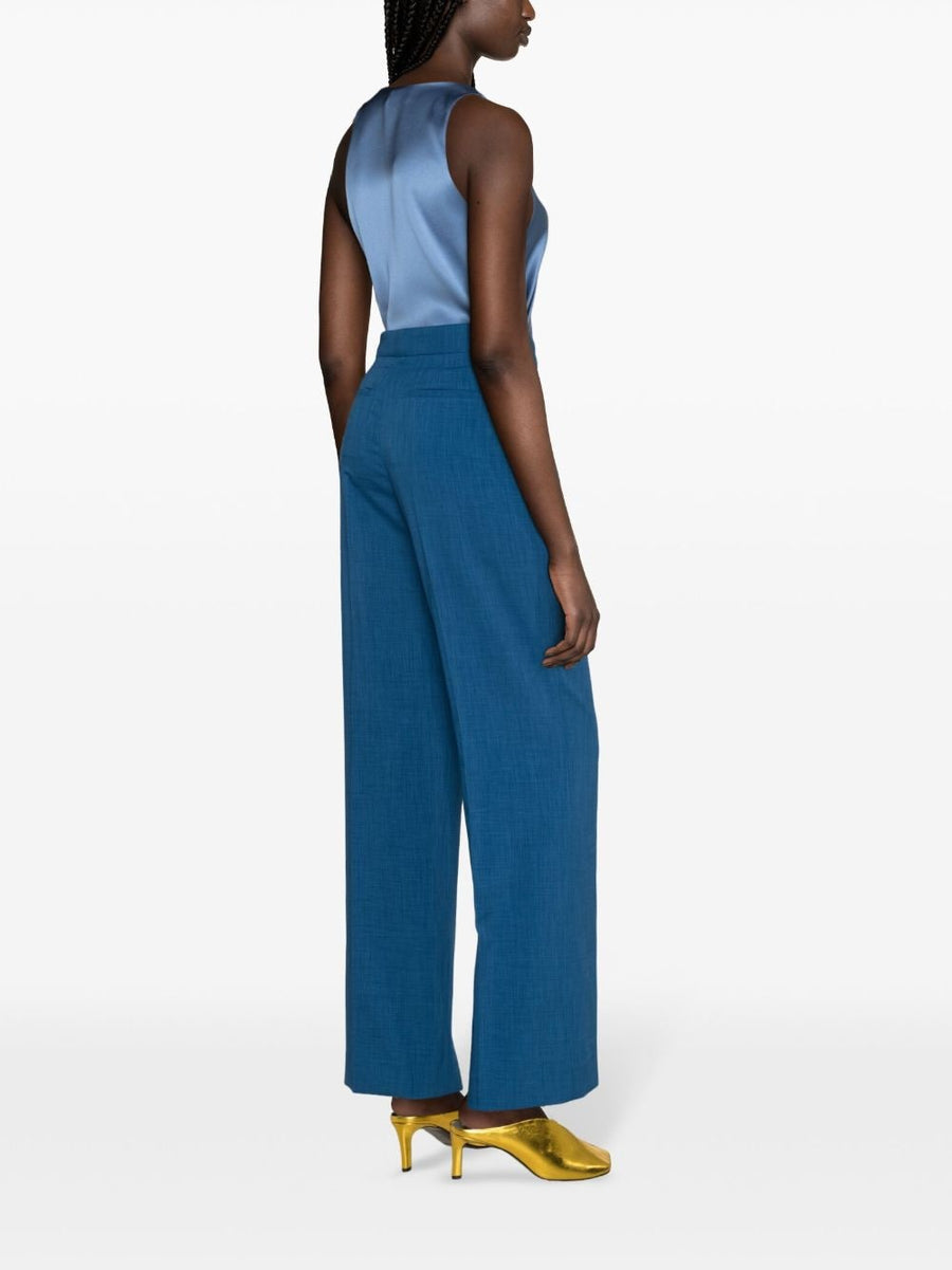 Tory Burch Navy Tailored Trousers High Waist For Women With Concealed Front Closure And Office Wear Elegance
