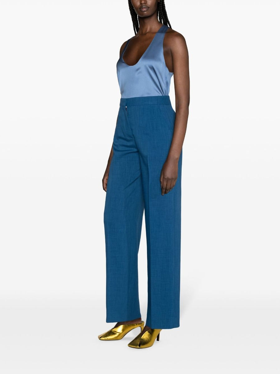 Tory Burch Navy Tailored Trousers High Waist For Women With Concealed Front Closure And Office Wear Elegance