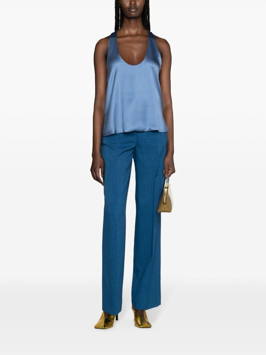 Tory Burch Navy Tailored Trousers High Waist For Women With Concealed Front Closure And Office Wear Elegance