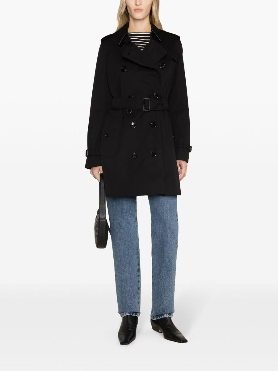 Burberry Kensington Cotton Trench Coat With Vintage Check Lining For Women Timeless Heritage Outerwear