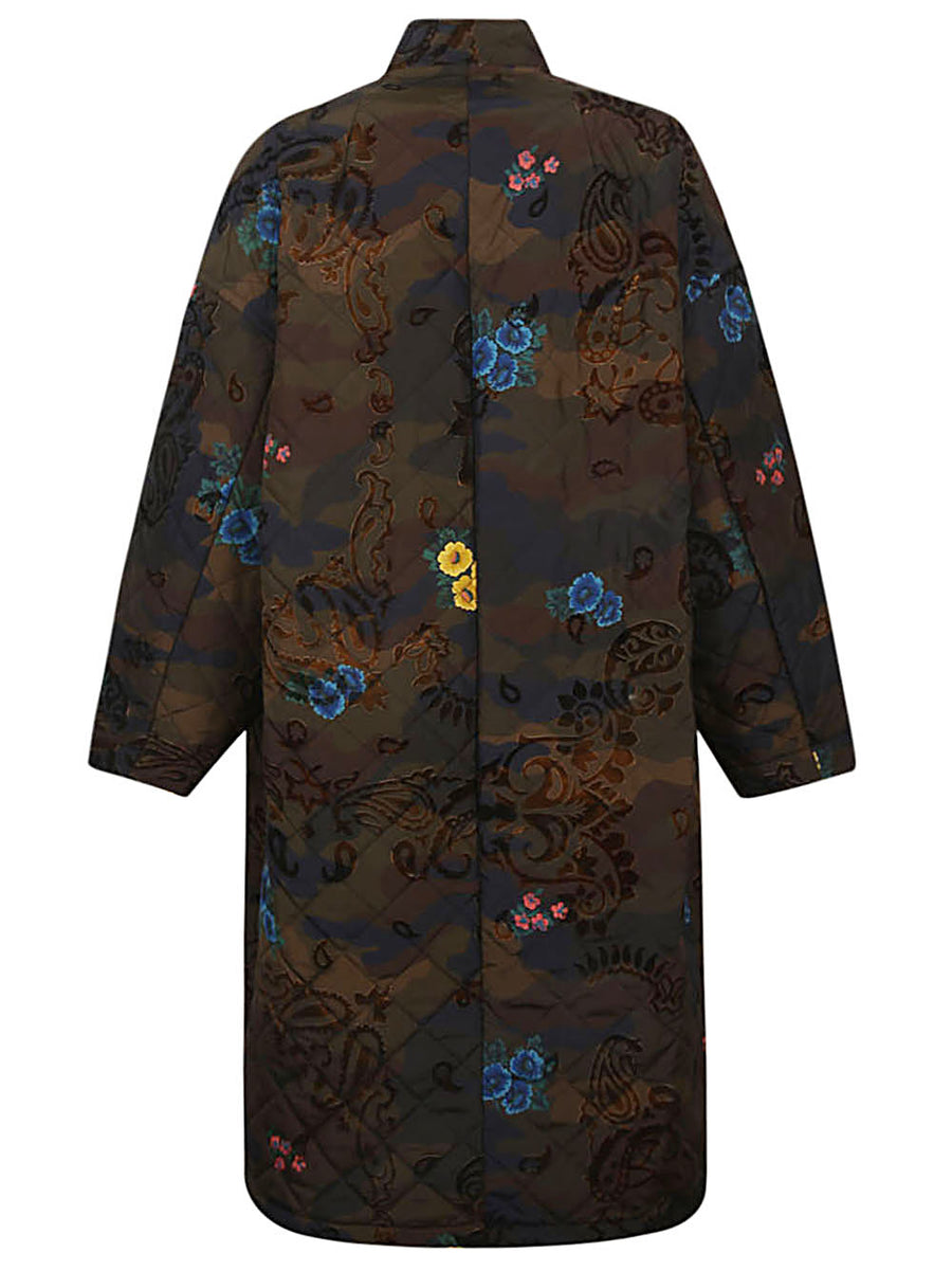 Konrad Petra Reversible Camouflage Coat For Women Two In One Botanical Print Side Green Oversized