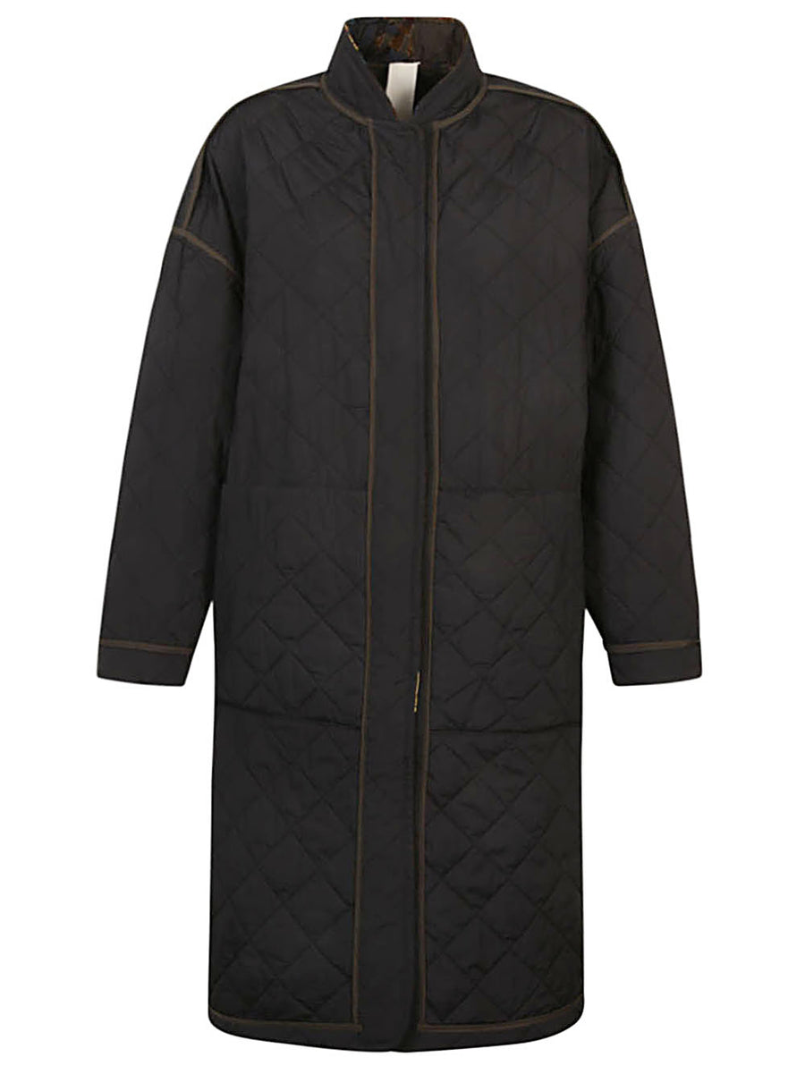 Konrad Petra Reversible Camouflage Coat For Women Two In One Botanical Print Side Green Oversized