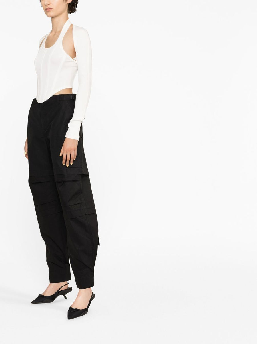 Wardrobe.NYC Black Cotton Cargo Trousers Detachable Legs Ankle Length