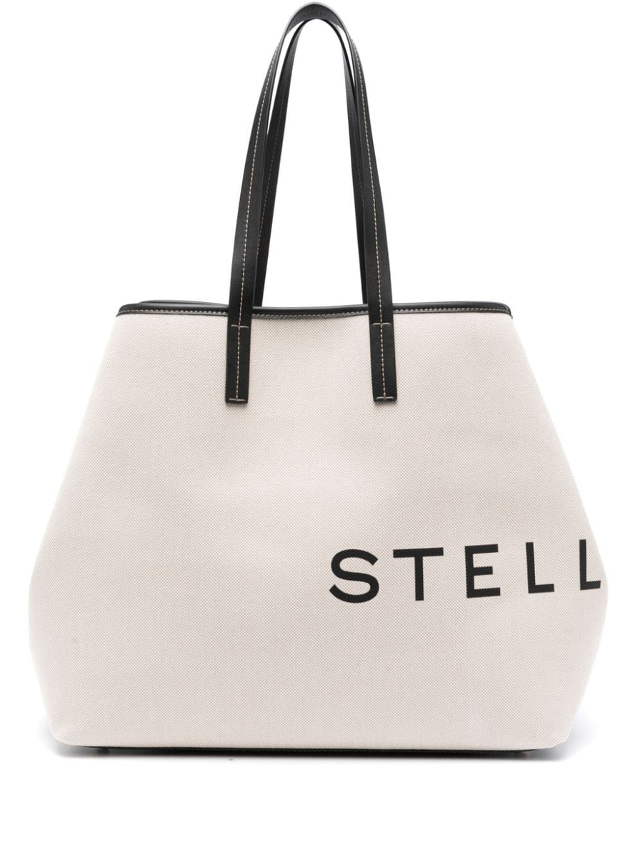 Stella McCartney Logo Print Detachable Purse Shopper Bag For Women Premium Canvas Tote With Spacious Compartments