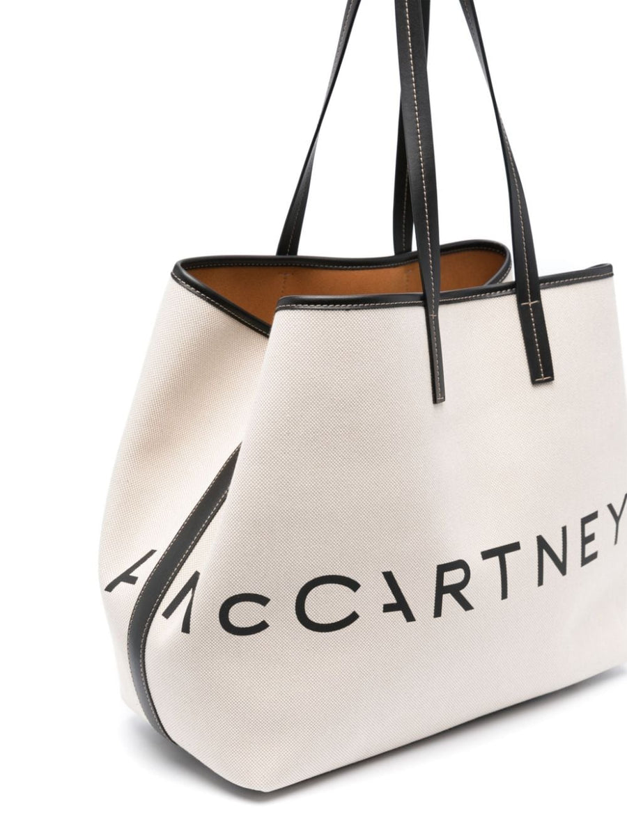 Stella McCartney Logo Print Detachable Purse Shopper Bag For Women Premium Canvas Tote With Spacious Compartments
