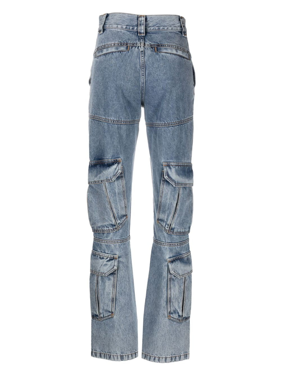 Givenchy Cargo Jeans For Women 100 Percent Cotton Light Blue Bootcut With Cargo Pockets