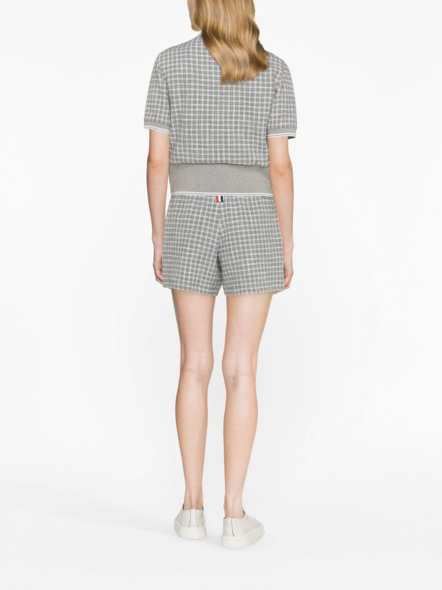 Thom Browne Tweed Cotton Shorts For Women Premium Grey Check With Refined Casual Comfort