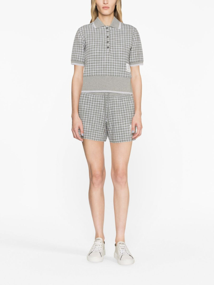 Thom Browne Tweed Cotton Shorts For Women Premium Grey Check With Refined Casual Comfort