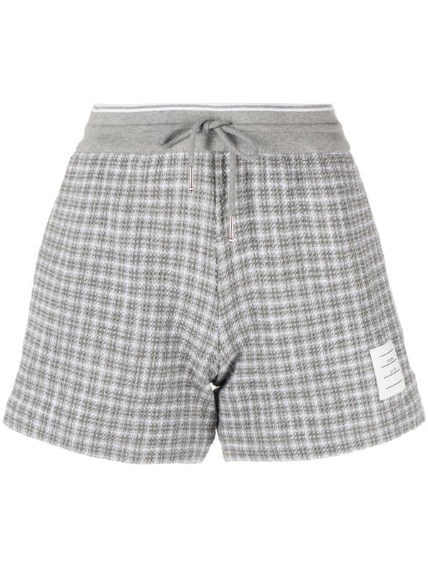 Thom Browne Tweed Cotton Shorts For Women Premium Grey Check With Refined Casual Comfort