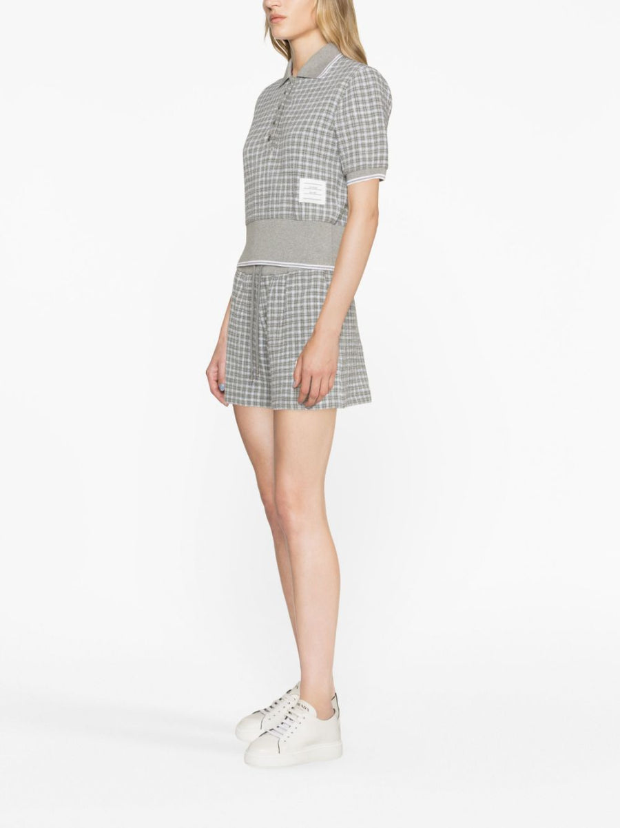 Thom Browne Tweed Cotton Shorts For Women Premium Grey Check With Refined Casual Comfort