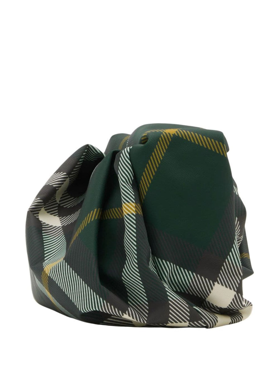 Burberry Rose Checked Clutch For Women Luxury Evening Bag With Ruched Detailing And 3D Rose Accent
