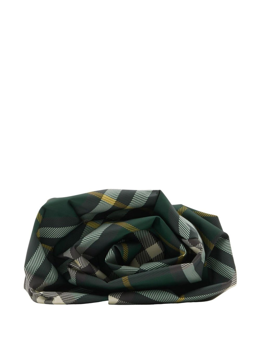 Burberry Rose Checked Clutch For Women Luxury Evening Bag With Ruched Detailing And 3D Rose Accent