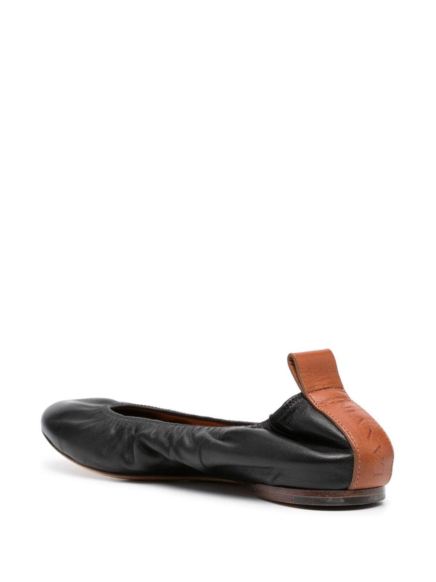 Lanvin Leather Ballerina Shoes For Women Timeless Luxury Flat Slip On Calf Leather With Ruched Detailing