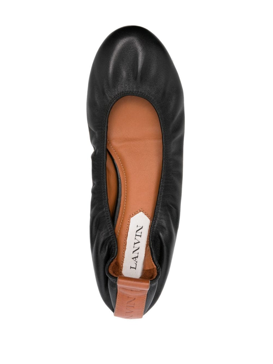 Lanvin Leather Ballerina Shoes For Women Timeless Luxury Flat Slip On Calf Leather With Ruched Detailing