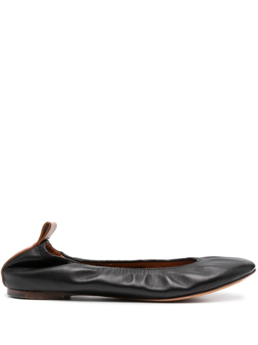 Lanvin Leather Ballerina Shoes For Women Timeless Luxury Flat Slip On Calf Leather With Ruched Detailing