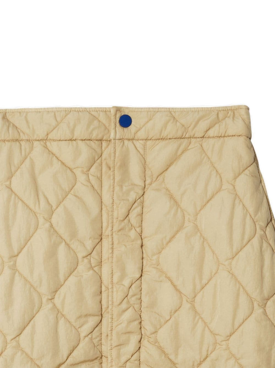 Burberry Luxurious Quilted Nylon Mini Skirt For Women With High Waist A Line And Equestrian Knight Embroidery