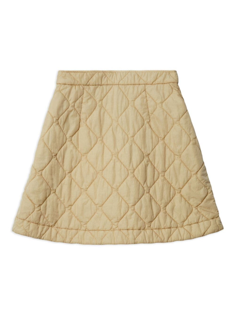 Burberry Luxurious Quilted Nylon Mini Skirt For Women With High Waist A Line And Equestrian Knight Embroidery