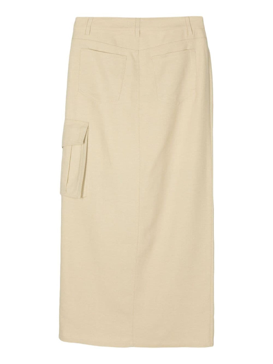Filippa K Crepe Cargo Skirt Premium Lyocell Sesame Beige For Women Versatile Full Length With Cargo Pockets