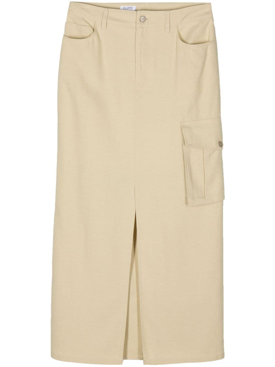 Filippa K Crepe Cargo Skirt Premium Lyocell Sesame Beige For Women Versatile Full Length With Cargo Pockets