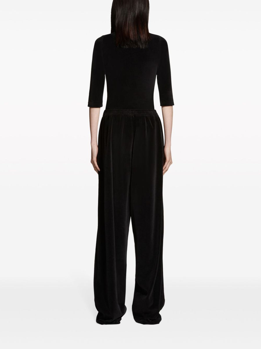 Balenciaga Logo Embroidered Track Pants For Women Premium Black And White Cotton With Elastic Waist