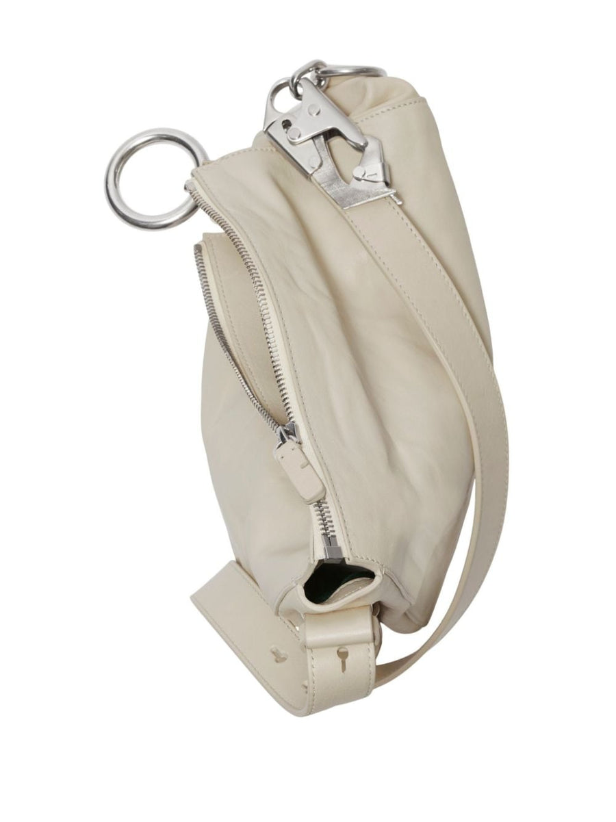 Burberry Small Knight Leather Shoulder Bag For Women Cream White Calf Leather Silver Hardware Top Zip