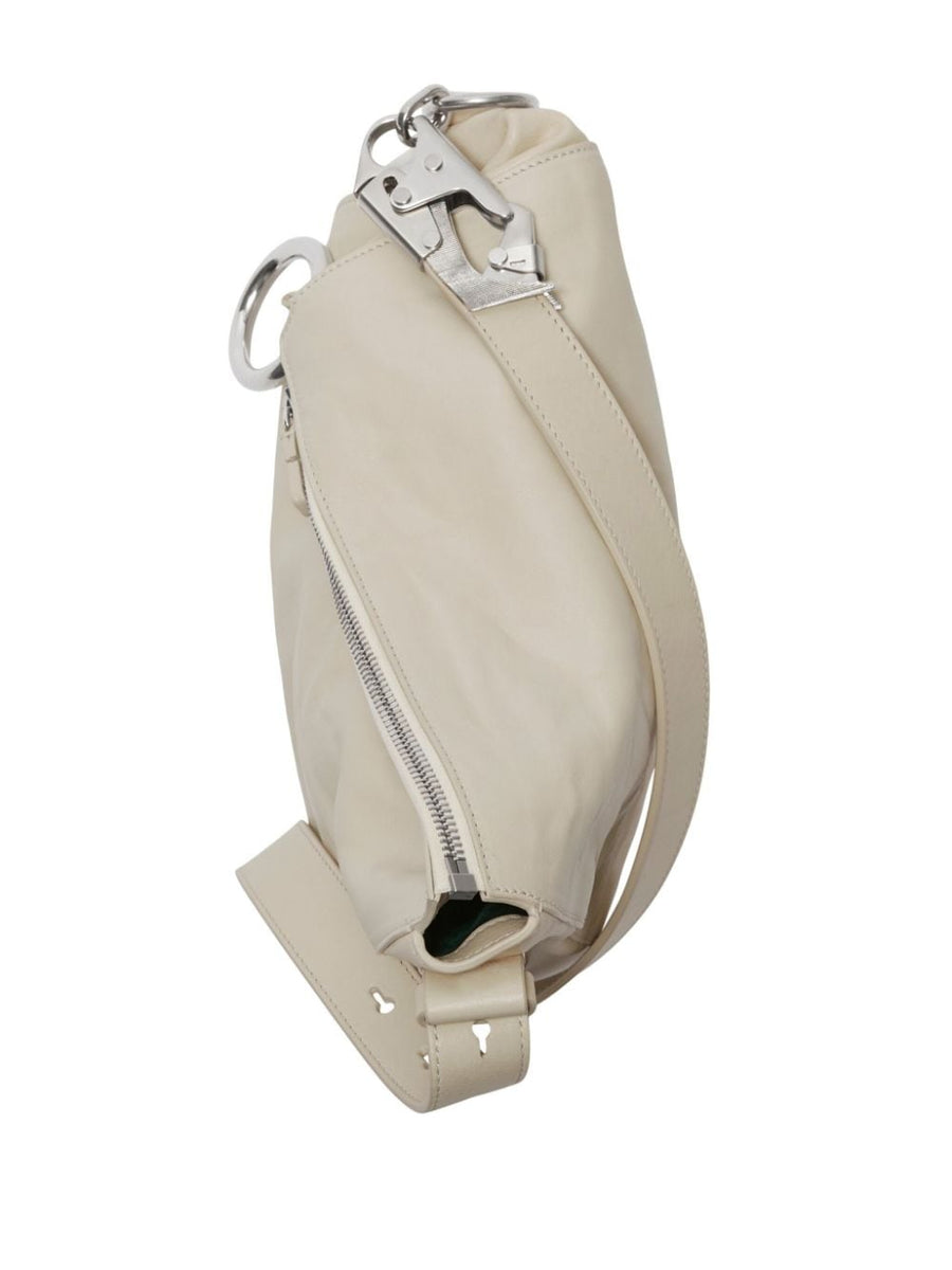 Burberry Small Knight Leather Shoulder Bag For Women Cream White Calf Leather Silver Hardware Top Zip