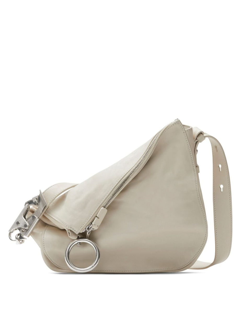 Burberry Small Knight Leather Shoulder Bag For Women Cream White Calf Leather Silver Hardware Top Zip