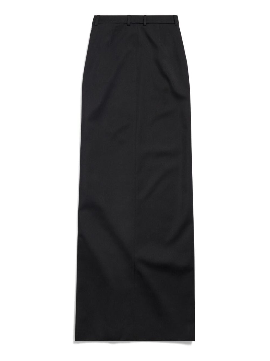 Balenciaga Slit Tailored Maxi Skirt For Women In Black Virgin Wool High Waisted Formal Workwear
