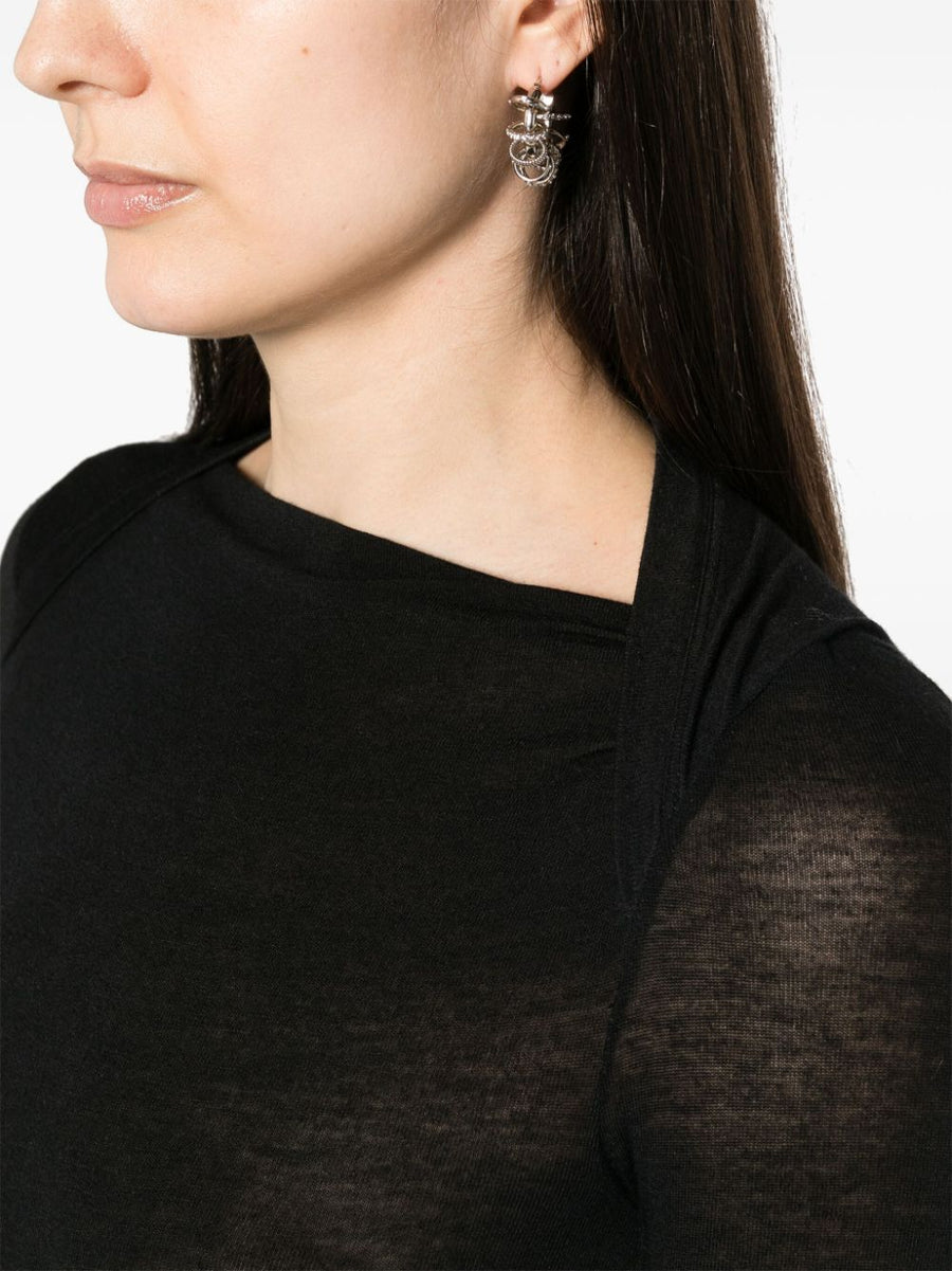 Saint Laurent Wool Blend Pencil Dress with Cowl Neck and Open Back for Women Elegant Timeless
