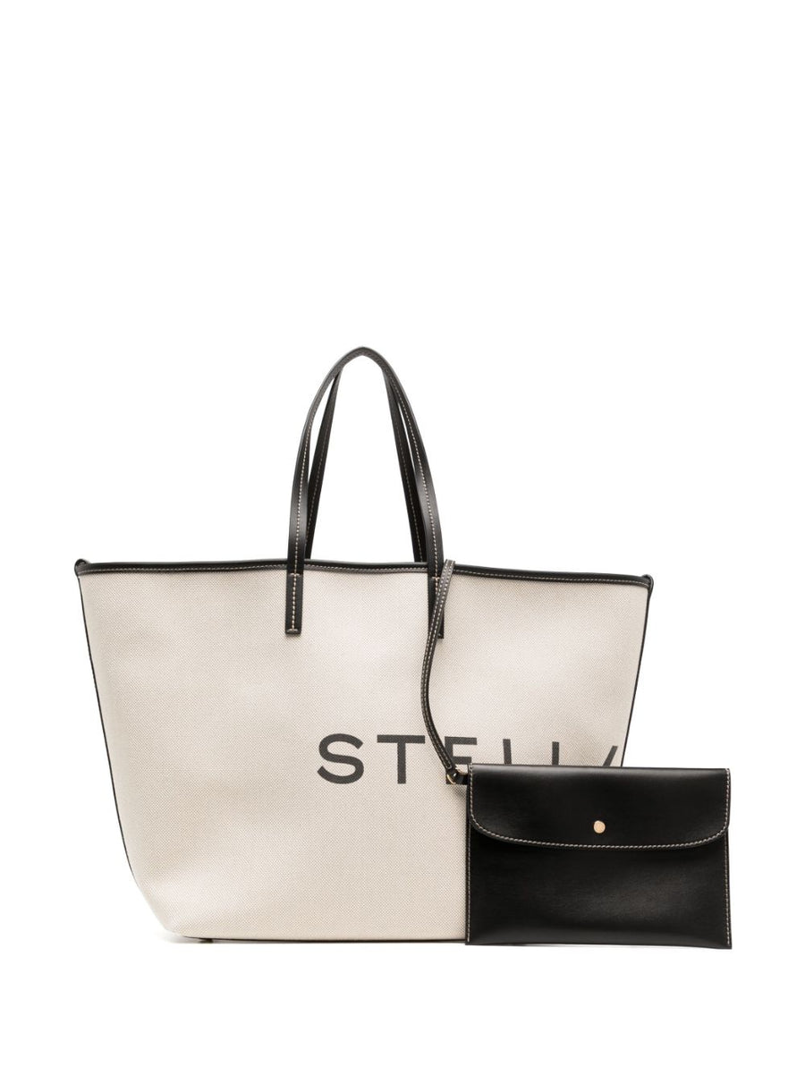 Stella McCartney Logo Tote Bag For Women Durable Organic Cotton Canvas Ecru Shopper