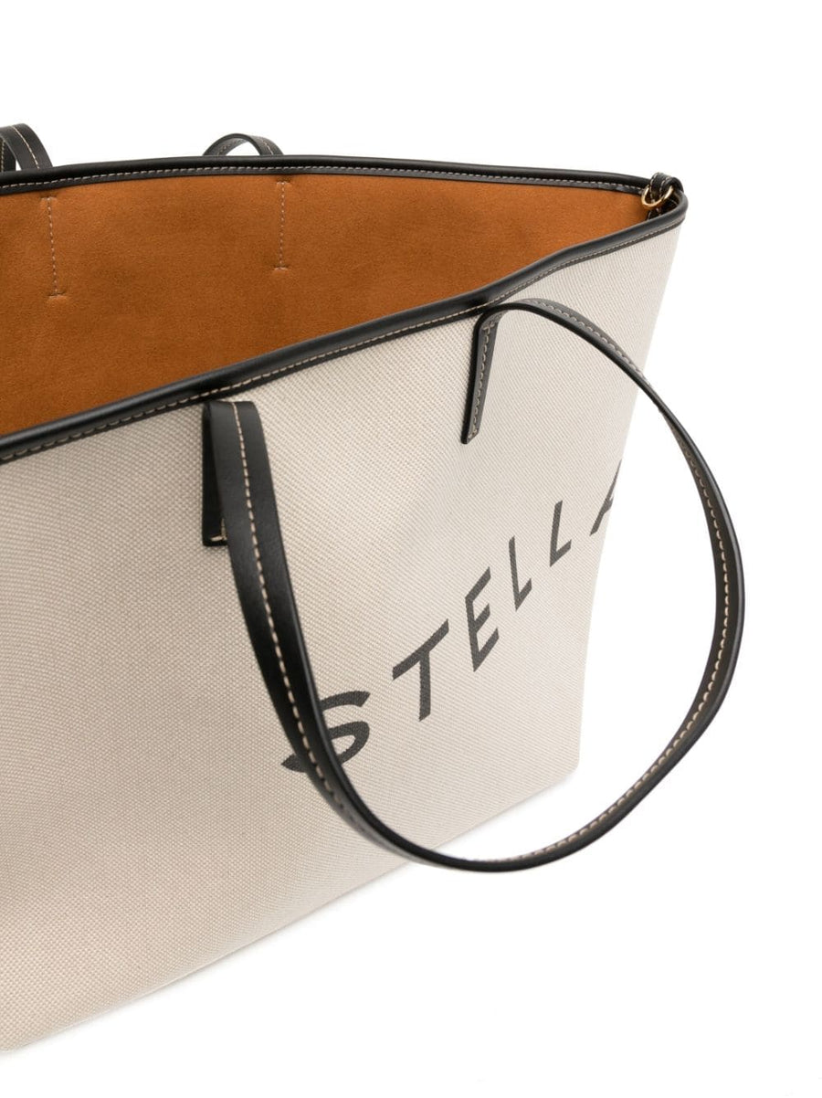 Stella McCartney Logo Tote Bag For Women Durable Organic Cotton Canvas Ecru Shopper