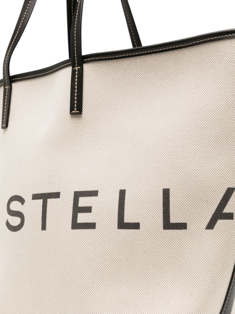 Stella McCartney Logo Tote Bag For Women Durable Organic Cotton Canvas Ecru Shopper
