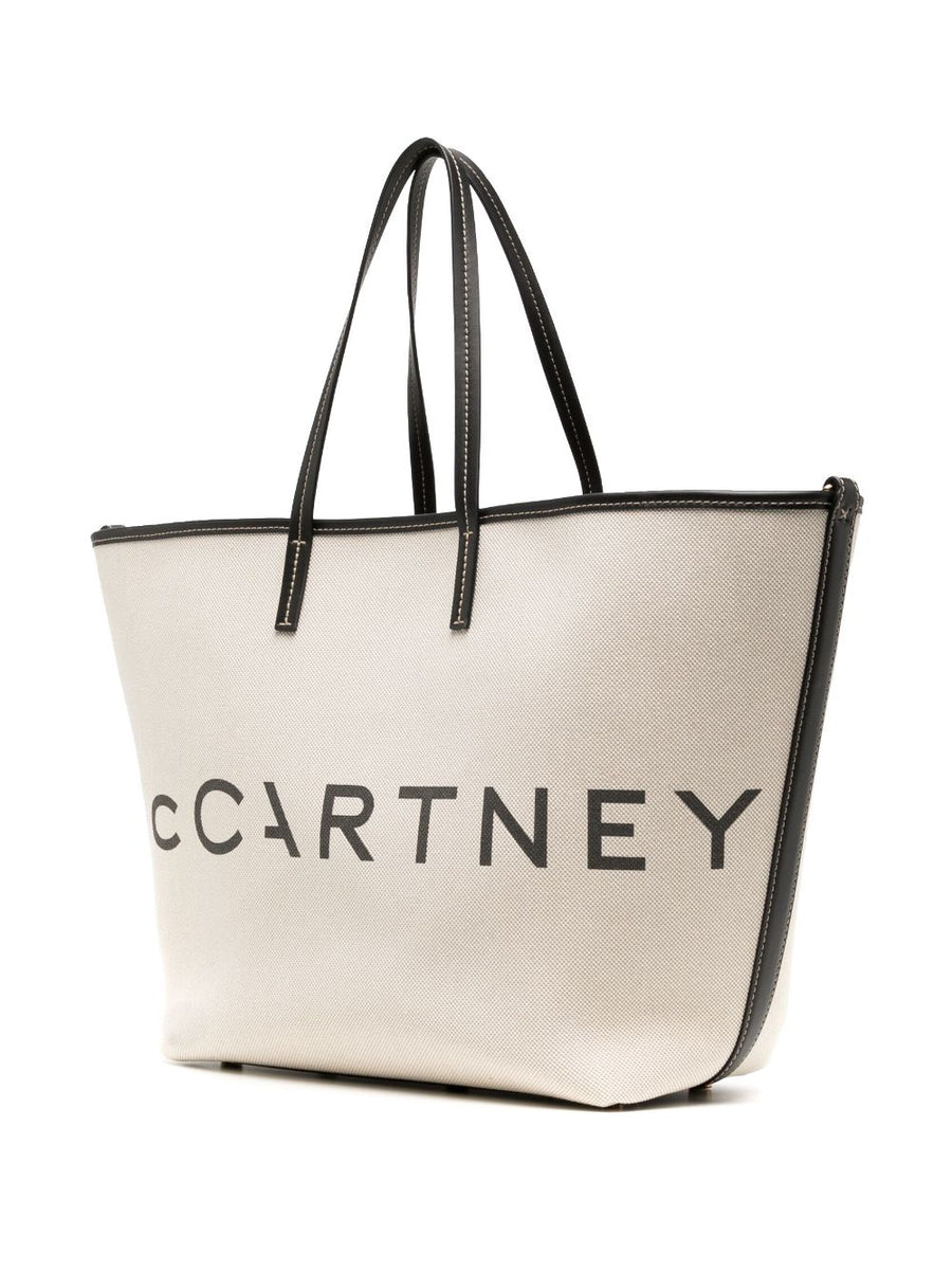 Stella McCartney Logo Tote Bag For Women Durable Organic Cotton Canvas Ecru Shopper