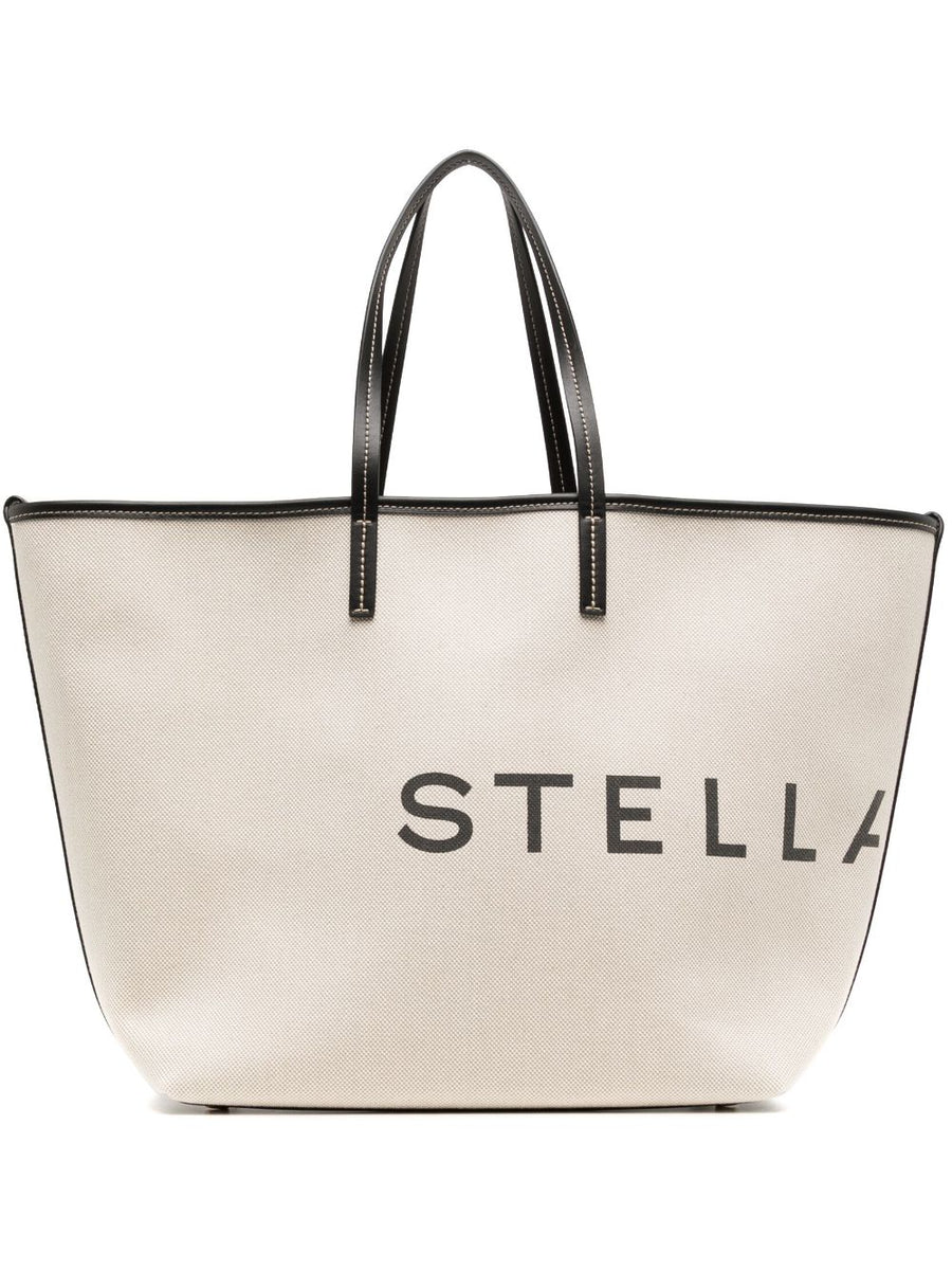 Stella McCartney Logo Tote Bag For Women Durable Organic Cotton Canvas Ecru Shopper