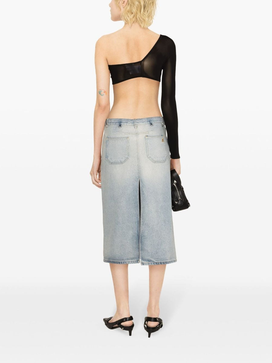 Courrèges Denim Midi Skirt Light Blue Cotton Washed Denim For Women Timeless Everyday Style