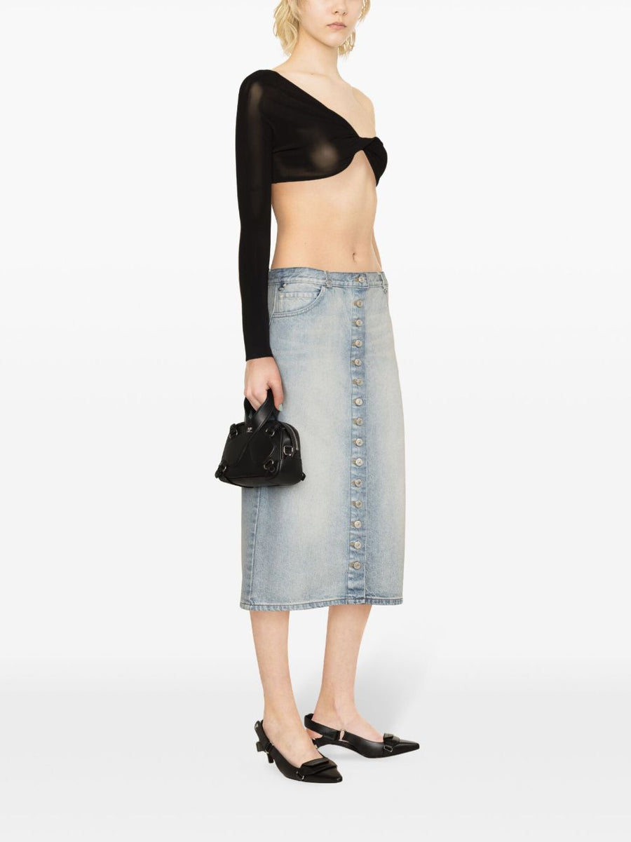 Courrèges Denim Midi Skirt Light Blue Cotton Washed Denim For Women Timeless Everyday Style