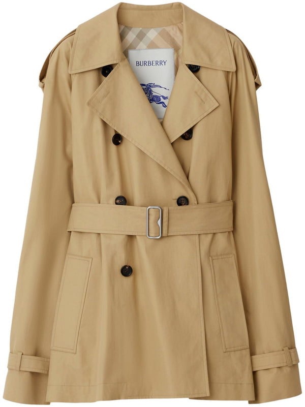 Burberry Beige Cotton Trench Coat Belted Waist Double Breasted For Women Timeless Classic Outerwear