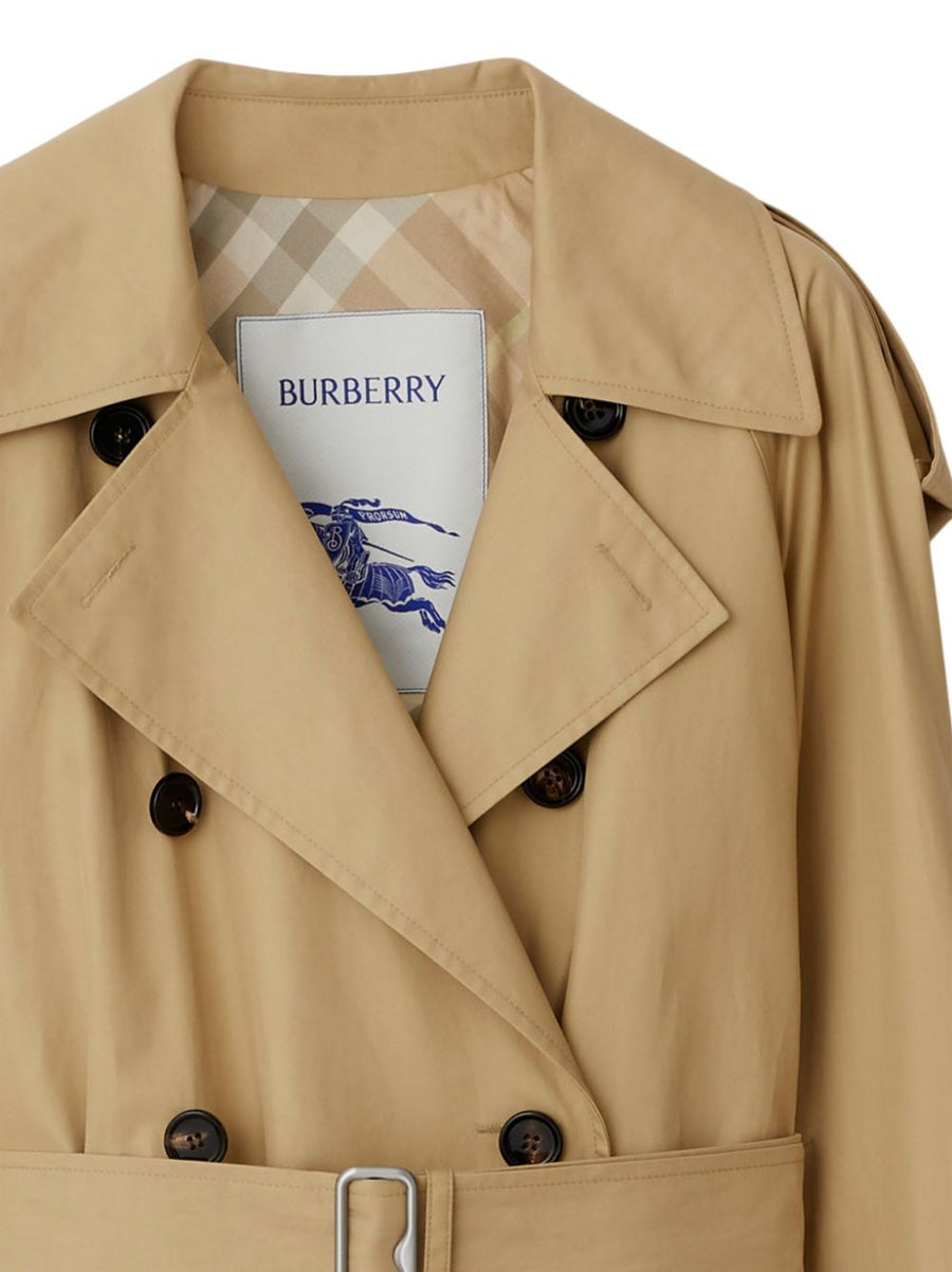 Burberry Beige Cotton Trench Coat Belted Waist Double Breasted For Women Timeless Classic Outerwear